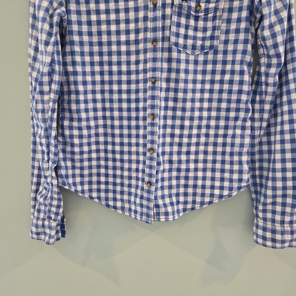 Abercrombie & Fitch Checkered Blue And White Women's Size Small Western Style - Picture 4 of 12